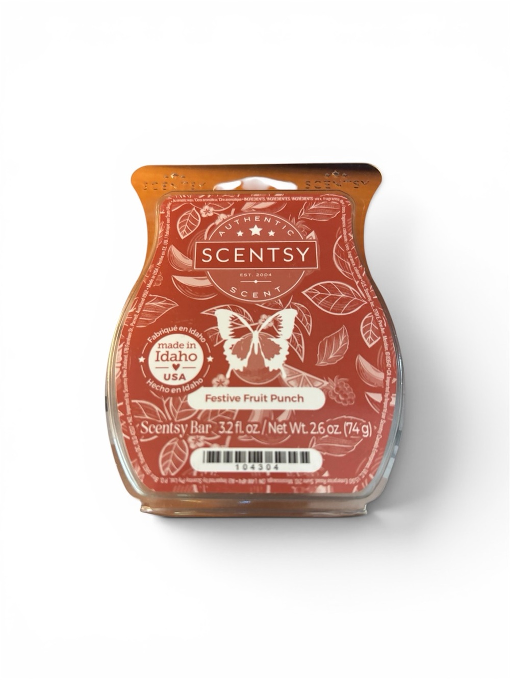 Scentsy Festive Fruit Punch Wax Bar - Coral Red